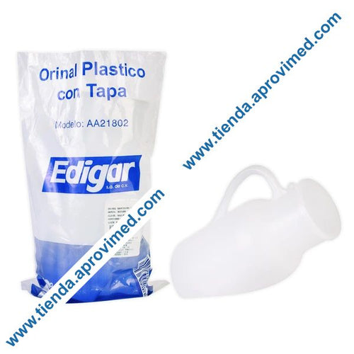 Orinal plástico masculino con tapa — 1 litro