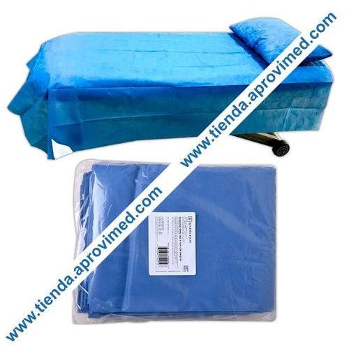 Sábana plana desechable azul para camas y camillas — Bolsa 10 pzas