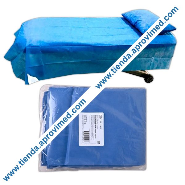 Sábana plana desechable azul para camas y camillas — Bolsa 10 pzas