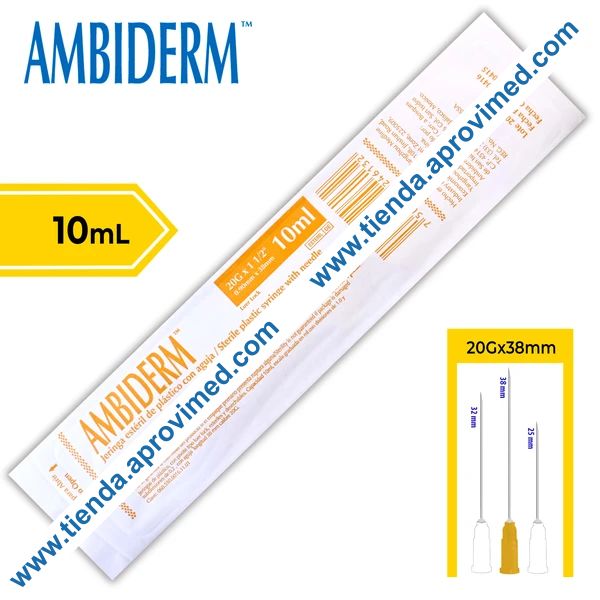 Jeringa hipodérmica desechable de 10 ml con aguja 20G — 1 pieza