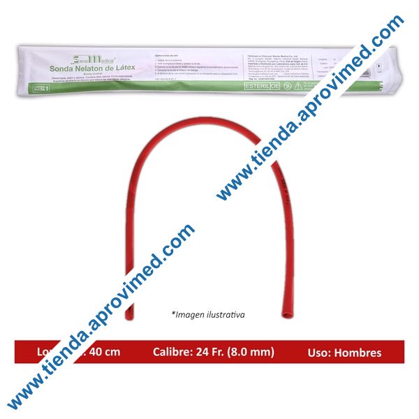 Sonda Nélaton de látex 40 cm calibre 24 — 1 pieza