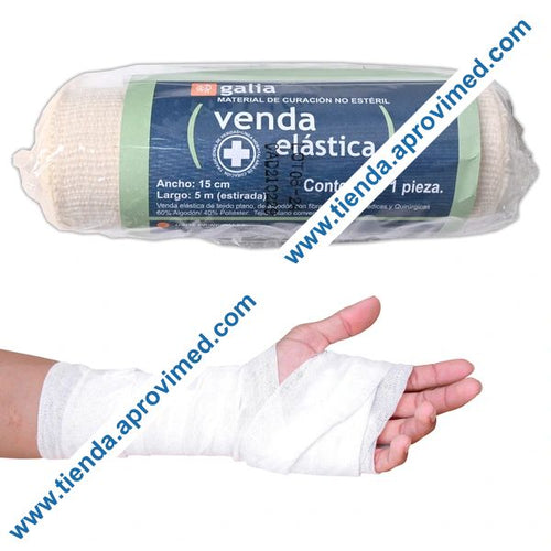 Venda elástica de media compresión para contusiones y torceduras - 15 cm x 5 m