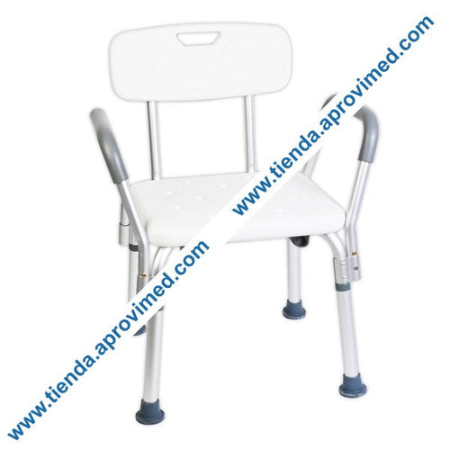 Silla de ducha con respaldo y descansabrazos para adultos mayores