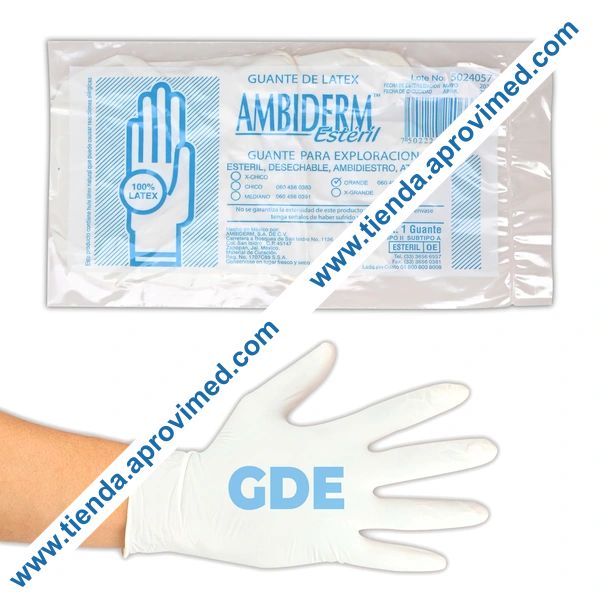 Guantes de látex estériles para exploración — Talla grande