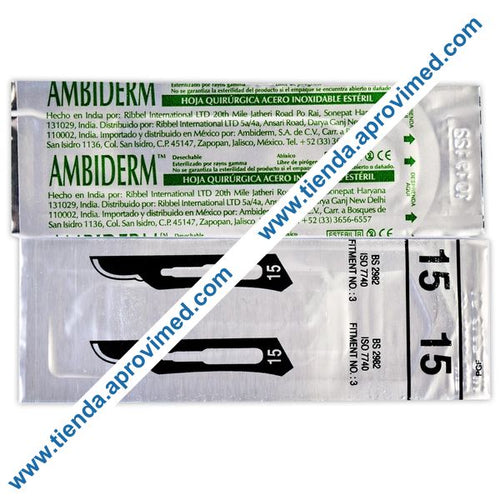 Hoja de bisturí de acero inoxidable No. 15 — 1 pza