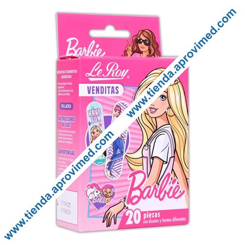 Venditas adhesivas infantiles con diseño de Barbie — Caja 20 pzas