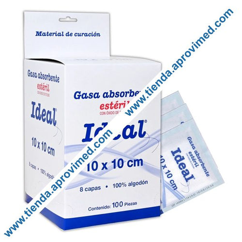 Gasa estéril absorbente Ideal 10x10 cm — Paquete 100 pzas
