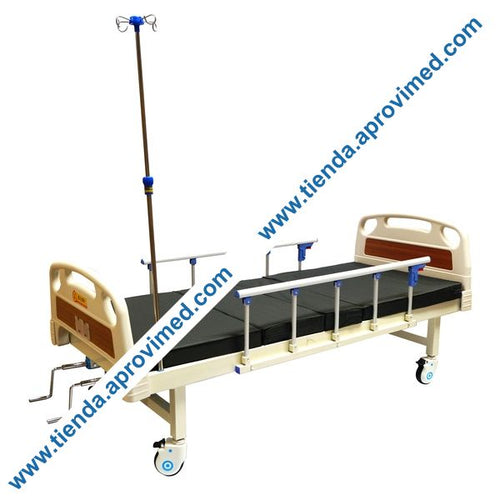 Cama hospitalaria manual de lujo con ruedas — Color beige 200x90 cm
