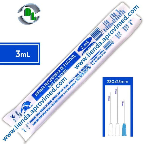 Jeringa hipodérmica desechable de 3 ml con aguja 23G