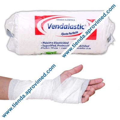 Venda elástica de media compresión 10 cm x 5 m para soporte de lesiones