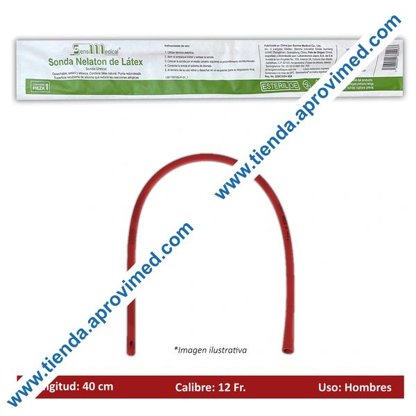 Sonda Nélaton de látex 12 Fr — Longitud 40 cm