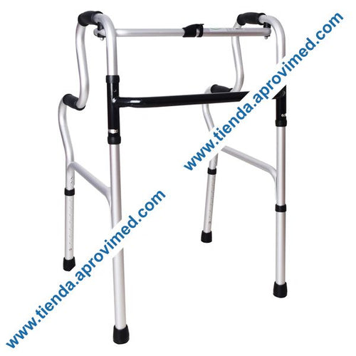 Andadera fija de aluminio con 2 niveles de apoyo — Color plata