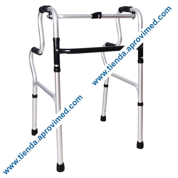 Andadera fija de aluminio con 2 niveles de apoyo — Color plata