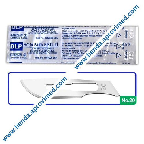 Hoja de bisturí de acero inoxidable No. 20 — 1 pieza