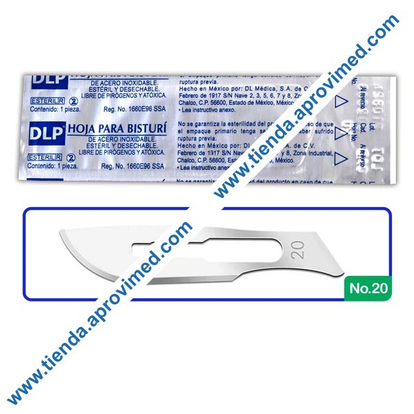 Hoja de bisturí de acero inoxidable No. 20 — 1 pieza