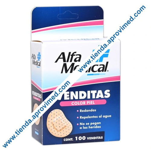 Venditas redondas adhesivas para heridas menores — Caja 100 pzas