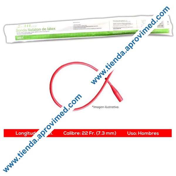 Sonda Nélaton de látex 22 Fr — 40 cm