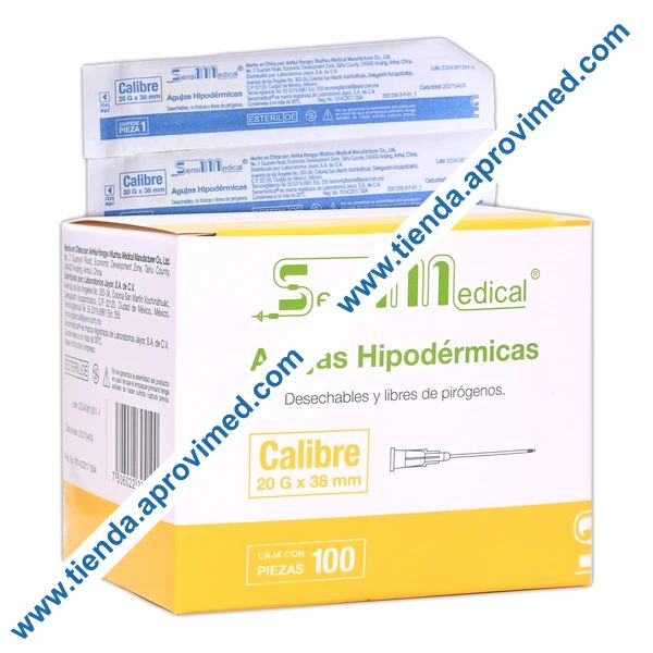 Aguja hipodérmica de 20G x 38mm — Caja con 100 piezas