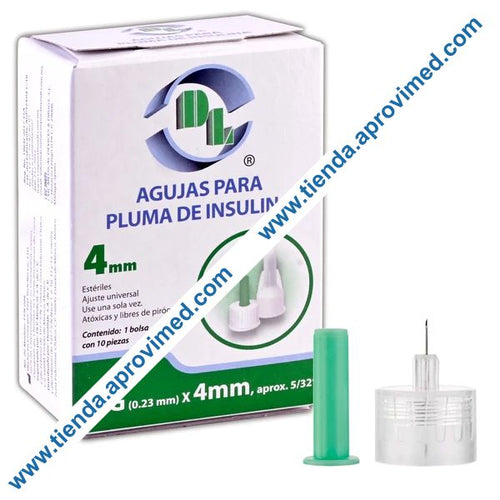Agujas para pluma de insulina — 32G x 4mm, caja con 10 piezas
