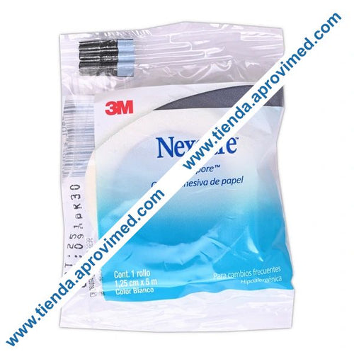 Cinta adhesiva microporosa Nexcare para piel sensible — Rollo 5 m x 1.25 cm