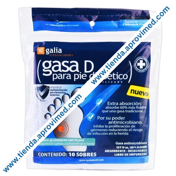 Gasa compuesta estéril para pie diabético — Bolsa con 10 piezas
