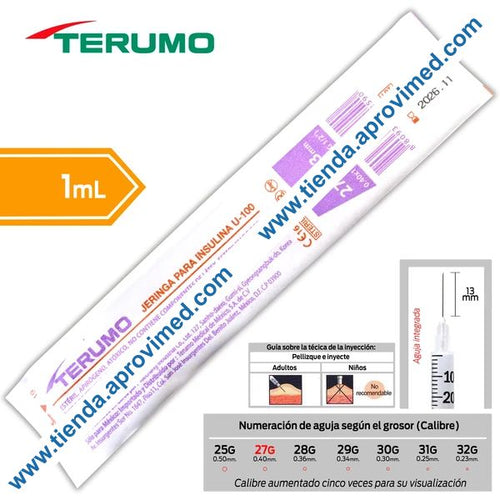Jeringa de insulina con aguja integrada 1 ml — Terumo
