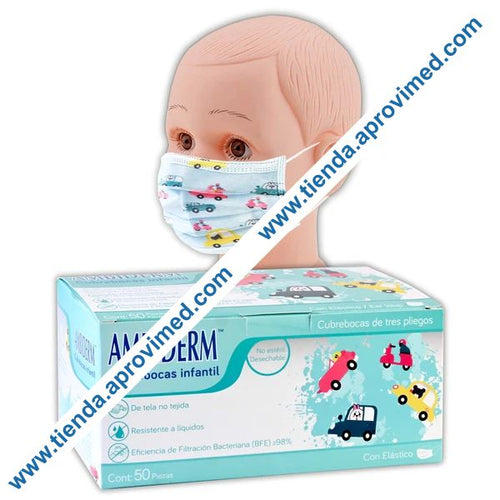 Cubrebocas quirúrgico infantil con figuras — Caja 50 pzs