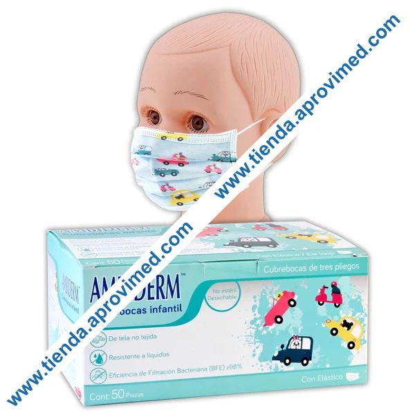 Cubrebocas quirúrgico infantil con figuras — Caja 50 pzs