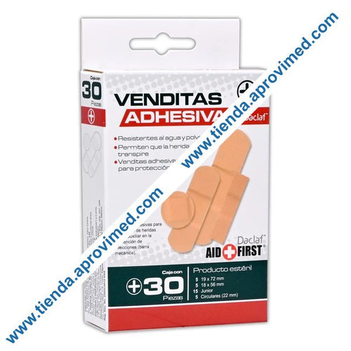 Venditas adhesivas surtidas para heridas menores — Caja 30 pzs
