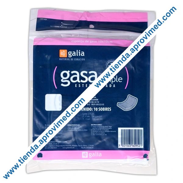 Gasa estéril de 10x10 cm para heridas — Bolsa con 10 unidades