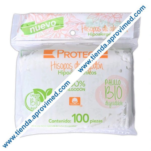 Hisopos de algodón biodegradables para higiene personal — Bolsa 100 pzas
