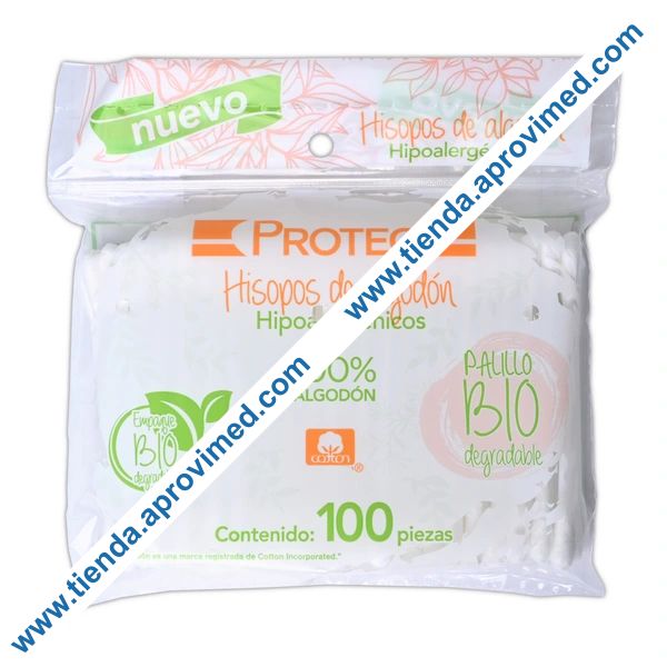Hisopos de algodón biodegradables para higiene personal — Bolsa 100 pzas
