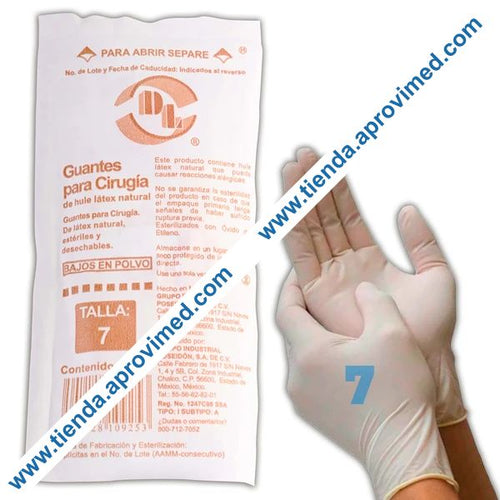 Guantes de látex estériles para cirugía — Talla 7, par