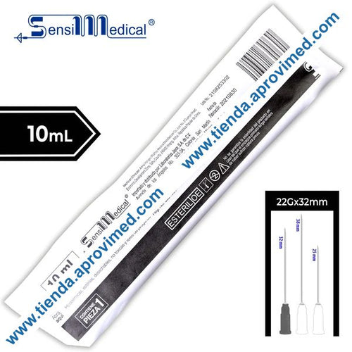 Jeringa hipodérmica desechable de 10 ml con aguja 22G
