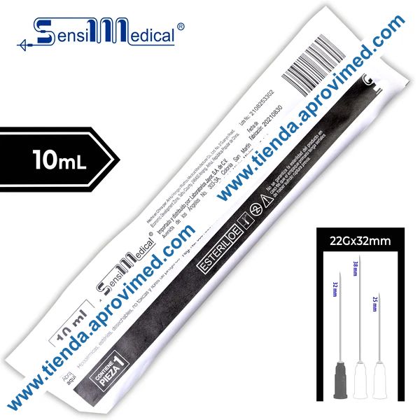 Jeringa hipodérmica desechable de 10 ml con aguja 22G