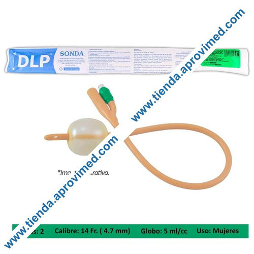 Sonda Foley de látex 2 vías con globo 5 ml — 1 pieza