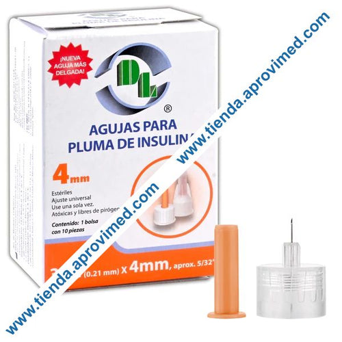 Agujas para pluma de insulina 33G x 4 mm — Caja 10 piezas