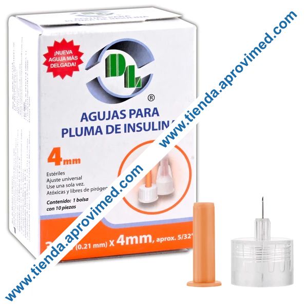 Agujas para pluma de insulina 33G x 4 mm — Caja 10 piezas