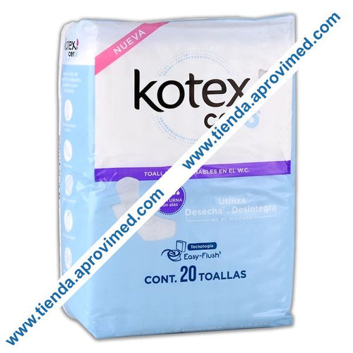 Toallas femeninas Kotex Cero Nocturna con alas — Paquete 20 pzas