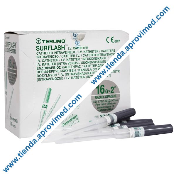 Catéter intravenoso 16G gris para infusiones — 1 pieza