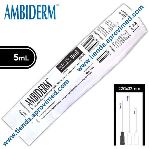 Jeringa hipodérmica desechable de 5 ml con aguja 22G