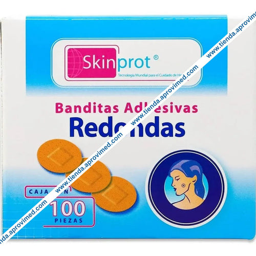 Banditas adhesivas redondas para heridas — Caja con 100 piezas de 25 mm