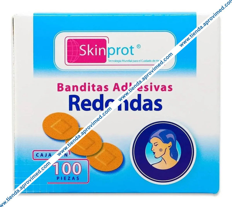 Banditas adhesivas redondas para heridas — Caja con 100 piezas de 25 mm