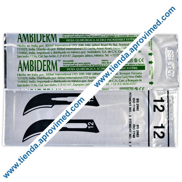 Hoja para bisturí de acero inoxidable No. 12 — 1 pieza