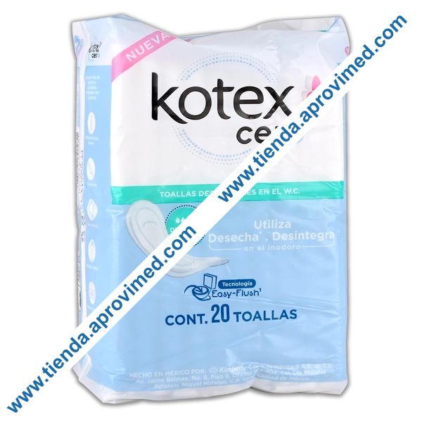 Toallas femeninas Kotex Cero Delgada sin alas — Bolsa con 20 pzas