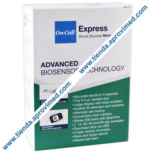 Glucómetro On-Call Express para monitoreo de glucosa en sangre