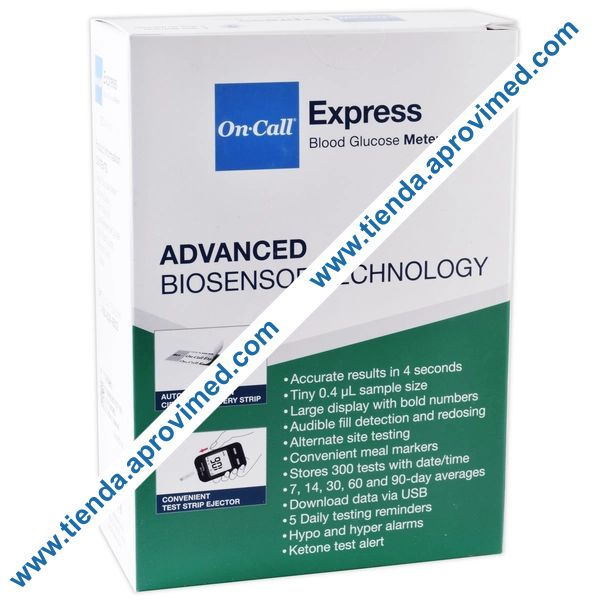 Glucómetro On-Call Express para monitoreo de glucosa en sangre