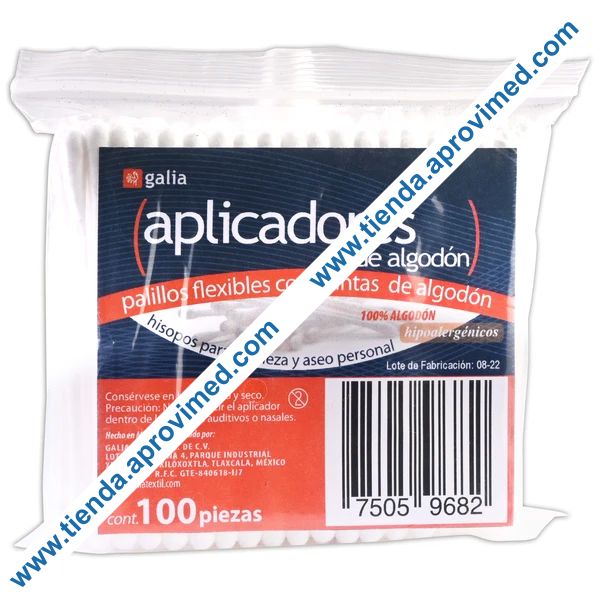 Aplicadores de algodón higiénicos — Bolsa con 100 piezas