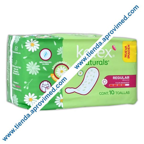 Toallas femeninas Kotex Naturals sin alas — Paquete 10 pzas