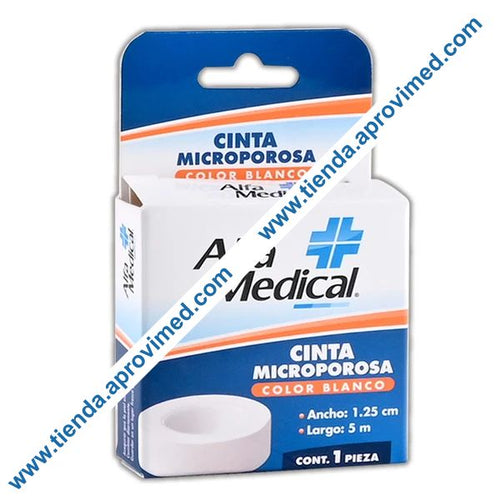 Cinta adhesiva microporosa para heridas — Rollo de 5 m x 1.25 cm
